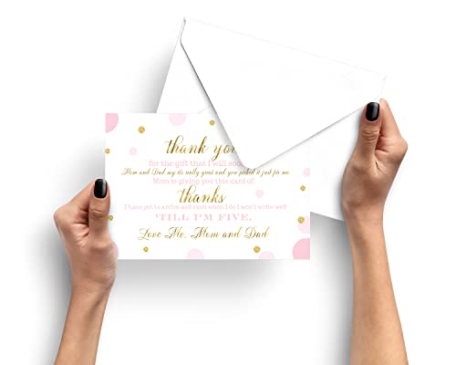 Paper Clever Party Pink and Gold Baby Shower Thank You Cards and Envelopes (25 Pack) Twinkle Little Star Stationery 4x6 by Paper Clever Party