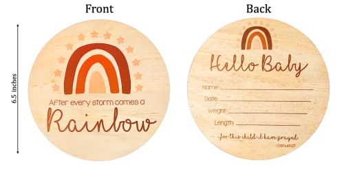 Nana's Little Angels Large Rainbow Double-Sided Baby Announcement Sign 6.5 inch âHello Babyâ Newborn Baby Name Announcement Wooden Sign with Black Paint Marker Birth Announcement Sign for Hospital from Nana's Little Angels