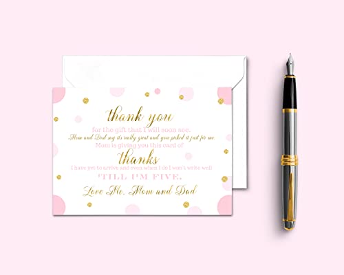 Paper Clever Party Pink and Gold Baby Shower Thank You Cards and Envelopes (25 Pack) Twinkle Little Star Stationery 4x6 by Paper Clever Party