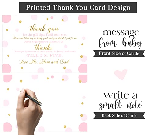 Paper Clever Party Pink and Gold Baby Shower Thank You Cards and Envelopes (25 Pack) Twinkle Little Star Stationery 4x6 by Paper Clever Party