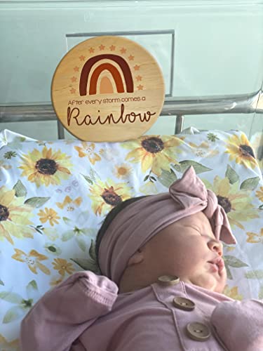 Nana's Little Angels Large Rainbow Double-Sided Baby Announcement Sign 6.5 inch âHello Babyâ Newborn Baby Name Announcement Wooden Sign with Black Paint Marker Birth Announcement Sign for Hospital from Nana's Little Angels