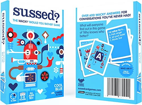 SUSSED The Wacky Would You Rather Card Games | Fun Social Gifts for Teens, Boys, Girls, Families, Adults & More | No Board Needed | 10+ Years | Cool Blue Travel Deck from SUSSED