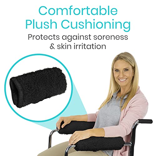 Vive Wheelchair Armrest Cover (Pair) - Memory Foam Sheepskin Pad for Office & Transport Chair - Soft Support Cushion Accessories for Padded Arm Rest, Kids, Adults - Comfort Padding Pressure Relief from Vive Health