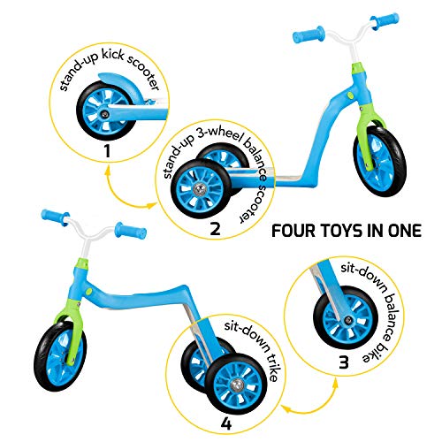 Swagtron K6 Toddler Scooter, Convertible 4-in-1 Ride-On Balance Trike & Training Bike for 3-5 Year Olds â ASTM F963 Certified (Blue) from SWAGTRON