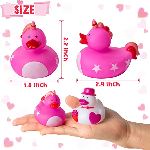 Haooryx 20Pcs Valentineâs Day Rubber Duckies Toys, Novelty Pink Unicorn Ducks Valentines Wedding Anniversary Party Favors Bathtub Decoration Baby Shower Decor Ducky Classroom Exchange Gift for Kids by Haooryx