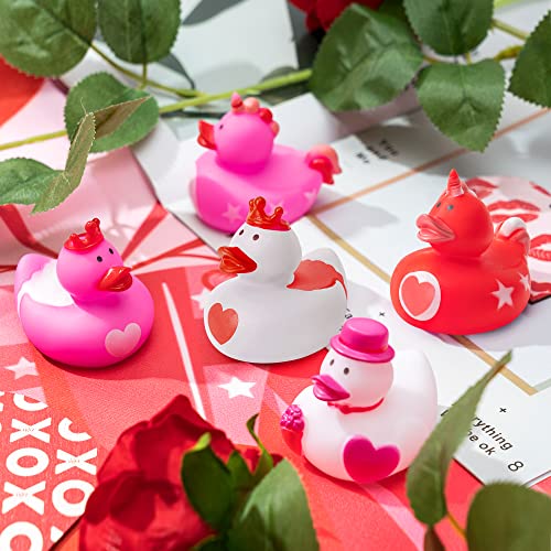 Haooryx 20Pcs Valentineâs Day Rubber Duckies Toys, Novelty Pink Unicorn Ducks Valentines Wedding Anniversary Party Favors Bathtub Decoration Baby Shower Decor Ducky Classroom Exchange Gift for Kids by Haooryx