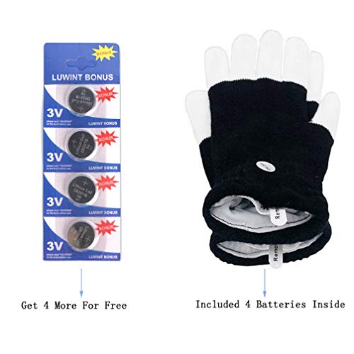 Luwint Children LED Gloves Finger Light Up Gloves - Amazing Colorful Glow Flashing Novelty Toys for Kids with Extra Batteries by DreamsEden