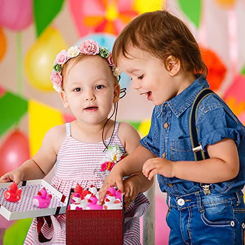 Haooryx 20Pcs Valentineâs Day Rubber Duckies Toys, Novelty Pink Unicorn Ducks Valentines Wedding Anniversary Party Favors Bathtub Decoration Baby Shower Decor Ducky Classroom Exchange Gift for Kids by Haooryx