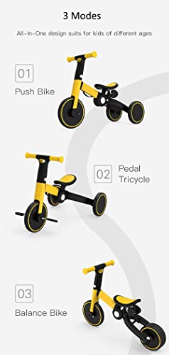 3 in 1 Toddler Bike Kids Tricycle Children Balance Bike Push Bicycle Pedal Trike Bike Removable Pedals Lightweight Portable Foldable No Assembly 2-4 Year Old - by M.A.D. for Everything by M.A.D. for Everything