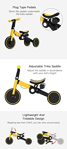 3 in 1 Toddler Bike Kids Tricycle Children Balance Bike Push Bicycle Pedal Trike Bike Removable Pedals Lightweight Portable Foldable No Assembly 2-4 Year Old - by M.A.D. for Everything by M.A.D. for Everything