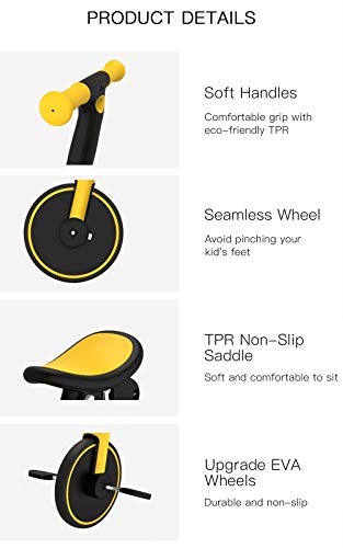 3 in 1 Toddler Bike Kids Tricycle Children Balance Bike Push Bicycle Pedal Trike Bike Removable Pedals Lightweight Portable Foldable No Assembly 2-4 Year Old - by M.A.D. for Everything by M.A.D. for Everything