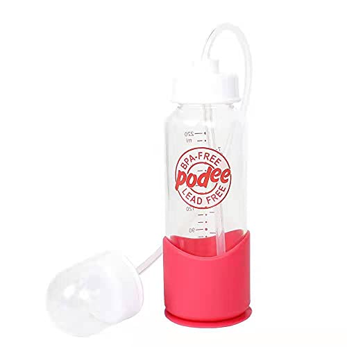 Hands Free Baby Bottle - Anti-Colic Self Feeding System 7 oz Glass Bottle (1 Pack - Pink) by Bamla LLC