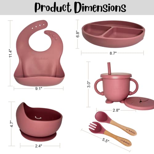 Li'l Rockstar - 100% Food Grade Silicone Baby Self Feeding Utensils - Baby Led Weaning Utensils - Toddler Dinnerware Set- Baby Feeding Supplies (Matte Pink) by LuXX Options