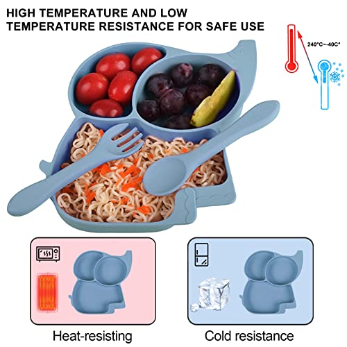 PAGETOC Baby Led Weaning Supplies-Silicone Baby Feeding Setsï¼Suction Bowl Partition Board Bib Cup Self Feeding Spoonsï¼baby Spoons First stage Baby Utensils 6-12 Months(blue) from PAGETOC