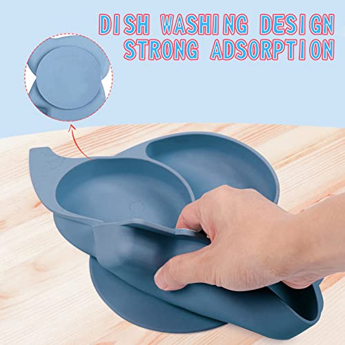 PAGETOC Baby Led Weaning Supplies-Silicone Baby Feeding Setsï¼Suction Bowl Partition Board Bib Cup Self Feeding Spoonsï¼baby Spoons First stage Baby Utensils 6-12 Months(blue) from PAGETOC