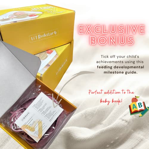 Li'l Rockstar - 100% Food Grade Silicone Baby Self Feeding Utensils - Baby Led Weaning Utensils - Toddler Dinnerware Set- Baby Feeding Supplies (Matte Pink) by LuXX Options