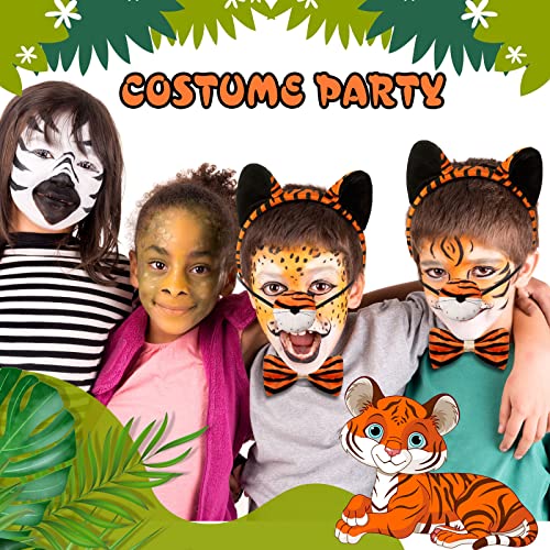 Aoriher 4 Pcs Kids Tiger Costume Kits Tiger Ear Headband Tail Nose Bow Tie Tiger Animal Fancy Costume for Mardi Gras Cosplay Party(Vivid Style) from 