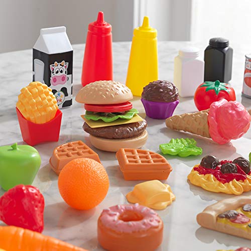 KidKraft 65-Piece Plastic Play Food Set for Play Kitchens, Fruits, Veggies, Sweets, Drinks and More, Gift for Ages 3+ from KidKraft - Domestic