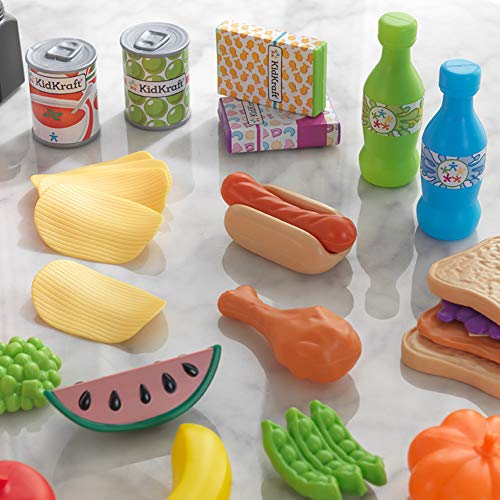 KidKraft 65-Piece Plastic Play Food Set for Play Kitchens, Fruits, Veggies, Sweets, Drinks and More, Gift for Ages 3+ from KidKraft - Domestic