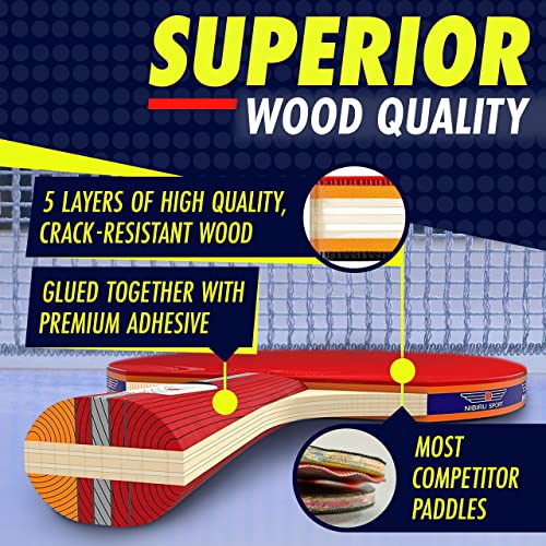 NIBIRU SPORT Ping Pong Paddles Set of 4 - Table Tennis Paddles, 8 Balls, Storage Case - Table Tennis Rackets & Game Accessories by NIBIRU4U LLC