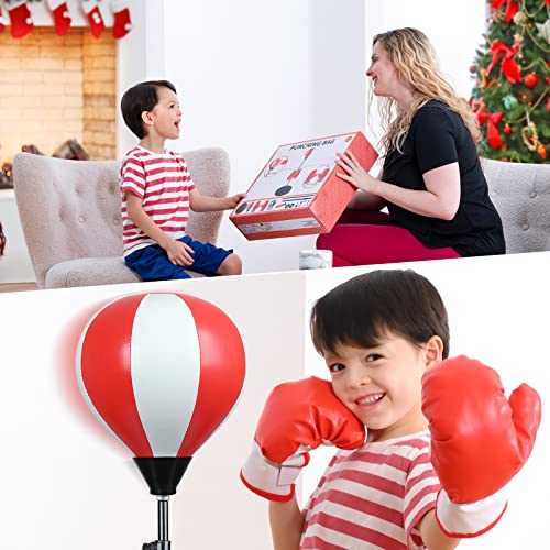 Punching Bag for Kids, Boxing Equipment Playset for Age 4,5,6,7,8,9,10, Height Adjustable Kids Punching Bag, Incl Boxing Gloves, Ideal Christmas and Birthday Gift for Boys and Girls by EPPO