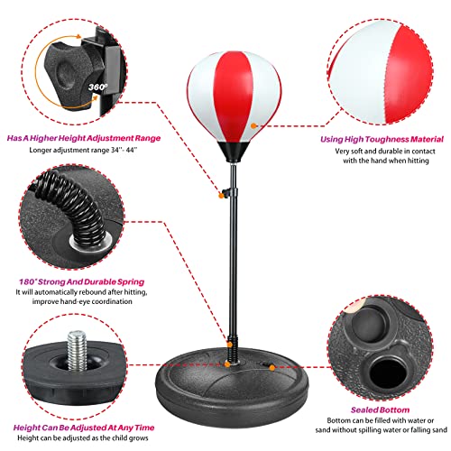 Punching Bag for Kids, Boxing Equipment Playset for Age 4,5,6,7,8,9,10, Height Adjustable Kids Punching Bag, Incl Boxing Gloves, Ideal Christmas and Birthday Gift for Boys and Girls by EPPO