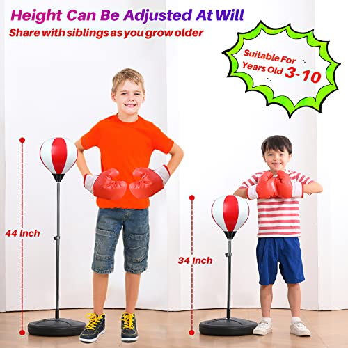 Punching Bag for Kids, Boxing Equipment Playset for Age 4,5,6,7,8,9,10, Height Adjustable Kids Punching Bag, Incl Boxing Gloves, Ideal Christmas and Birthday Gift for Boys and Girls by EPPO