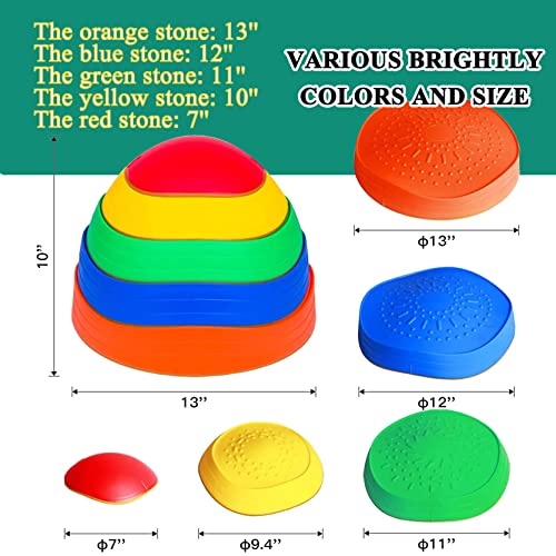 MEANHDAG 10 PCS Balance Stepping Stones for Kids, Obstacle Course Play Outdoor Backyard Activities Equipment Helps Build Children's Coordination and Confidence, Non-Slip Surface and Edging by MEANHDAG
