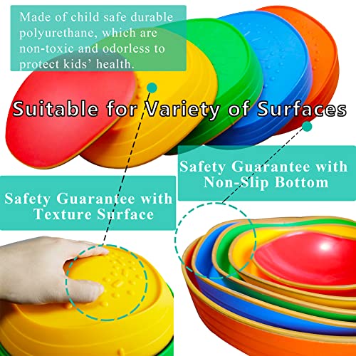 MEANHDAG 10 PCS Balance Stepping Stones for Kids, Obstacle Course Play Outdoor Backyard Activities Equipment Helps Build Children's Coordination and Confidence, Non-Slip Surface and Edging by MEANHDAG