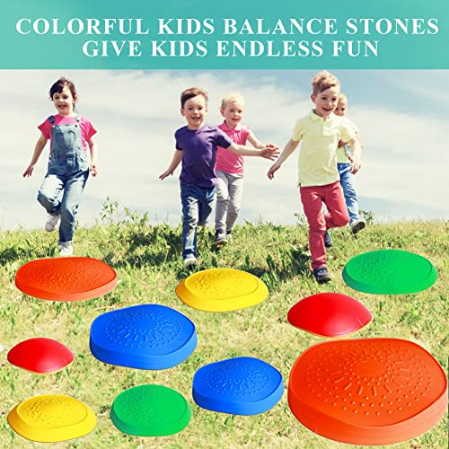 MEANHDAG 10 PCS Balance Stepping Stones for Kids, Obstacle Course Play Outdoor Backyard Activities Equipment Helps Build Children's Coordination and Confidence, Non-Slip Surface and Edging by MEANHDAG