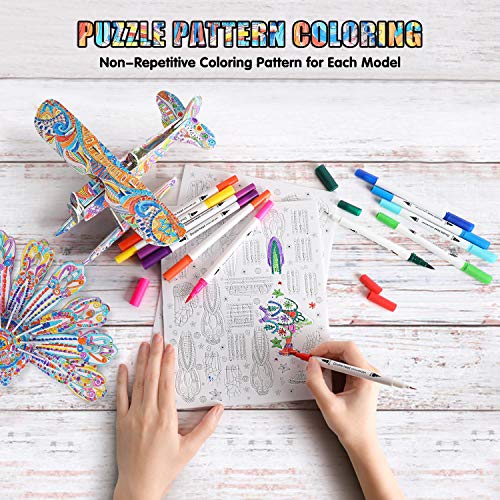 BEARUN 3D Coloring Puzzle Set, Arts and Crafts for Girls and Boys Age 6 7 8 9 10 11 12 Years Old, Fun Educational Painting Crafts Kit with Supplies for Kids, Birthday Toy Gift for Kids (5-Pack) from Bearun
