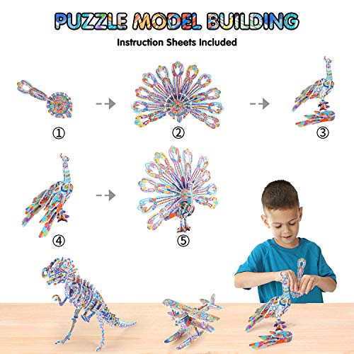 BEARUN 3D Coloring Puzzle Set, Arts and Crafts for Girls and Boys Age 6 7 8 9 10 11 12 Years Old, Fun Educational Painting Crafts Kit with Supplies for Kids, Birthday Toy Gift for Kids (5-Pack) from Bearun