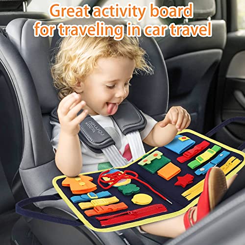 Busy Board Montessori Toys for Toddlers, Sensory Toys Gifts for 1 2 3 4 Year Old Boys & Girls, Preschool Toddler Activities Educational Travel Toy Learning Basic Dress Skills by GWAWA