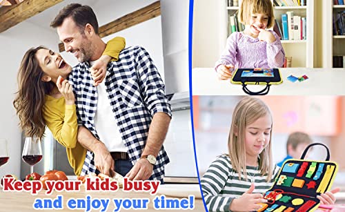 Busy Board Montessori Toys for Toddlers, Sensory Toys Gifts for 1 2 3 4 Year Old Boys & Girls, Preschool Toddler Activities Educational Travel Toy Learning Basic Dress Skills by GWAWA