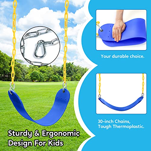 TURFEE 2 Pack Swing Seat with 128cm Chain, Swing Set Accessories Replacement with 4 snap Hook for Kids Outdoor Play Playground, Trees, Swing Set, Playground (Blue) by Mccormick Trading LLC