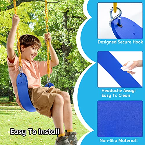 TURFEE 2 Pack Swing Seat with 128cm Chain, Swing Set Accessories Replacement with 4 snap Hook for Kids Outdoor Play Playground, Trees, Swing Set, Playground (Blue) by Mccormick Trading LLC