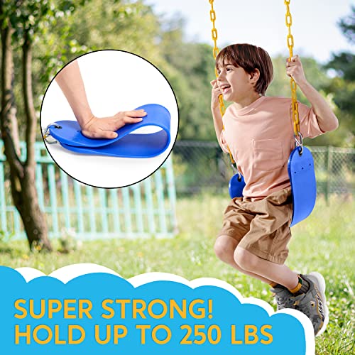 TURFEE 2 Pack Swing Seat with 128cm Chain, Swing Set Accessories Replacement with 4 snap Hook for Kids Outdoor Play Playground, Trees, Swing Set, Playground (Blue) by Mccormick Trading LLC