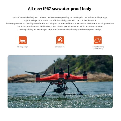 Swellpro SplashDrone 4 Fishing Drone 2KG Payload 3-Axis Gimbal 4K Camera Drones , 38mph 5Km Cast IP67 Waterproof Drone with Sonar Fish Finder (GC3-S PL1-S Bundle 2) by Swellpro