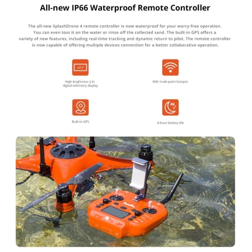 Swellpro SplashDrone 4 Fishing Drone 2KG Payload 3-Axis Gimbal 4K Camera Drones , 38mph 5Km Cast IP67 Waterproof Drone with Sonar Fish Finder (GC3-S PL1-S Bundle 2) by Swellpro