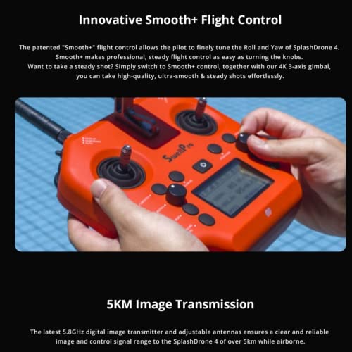 Swellpro SplashDrone 4 Fishing Drone 2KG Payload 3-Axis Gimbal 4K Camera Drones , 38mph 5Km Cast IP67 Waterproof Drone with Sonar Fish Finder (GC3-S PL1-S Bundle 2) by Swellpro