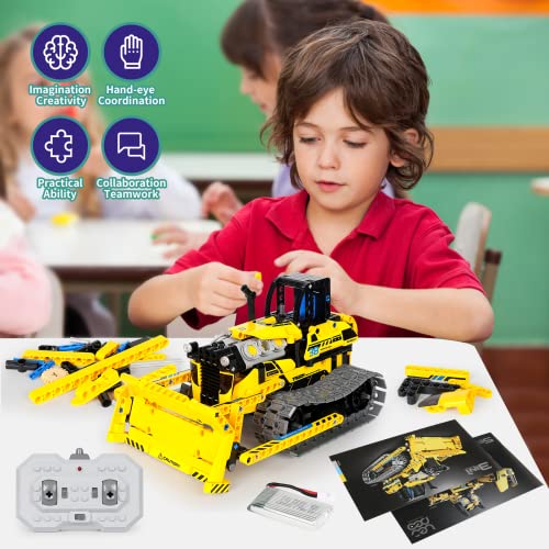 LECPOP 5 in 1 STEM Projects for Kids, Building Block Sets for Boys, Construction Toys for Kids Ages 8-14, RC Bulldozer/Robot/Dump Trucks Engineering Toys, Ideal Gifts for Boys & Girls by SHANTOU QIHUI TOYS INDUSTRIAL CO.,LTD