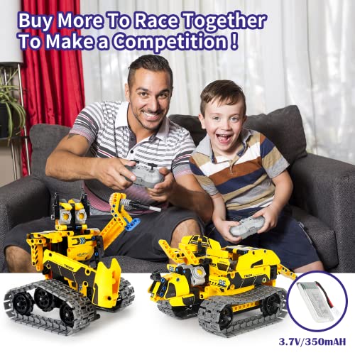 LECPOP 5 in 1 STEM Projects for Kids, Building Block Sets for Boys, Construction Toys for Kids Ages 8-14, RC Bulldozer/Robot/Dump Trucks Engineering Toys, Ideal Gifts for Boys & Girls by SHANTOU QIHUI TOYS INDUSTRIAL CO.,LTD