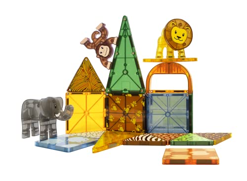 MAGNA-TILES Safari Animals 25-Piece Magnetic Construction Set, The ORIGINAL Magnetic Building Brand by Magna-Tiles