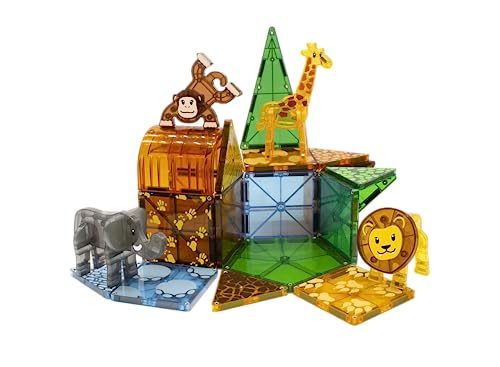 MAGNA-TILES Safari Animals 25-Piece Magnetic Construction Set, The ORIGINAL Magnetic Building Brand by Magna-Tiles