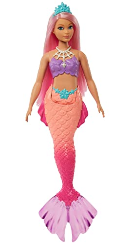 Barbie Dreamtopia Mermaid Doll (Curvy, Pink Hair) with Pink Ombre Mermaid Tail and Tiara, Toy for Kids Ages 3 Years Old and Up from Mattel