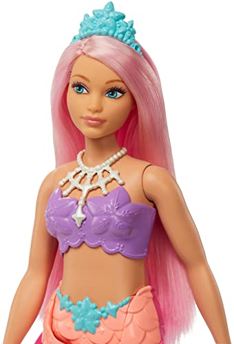 Barbie Dreamtopia Mermaid Doll (Curvy, Pink Hair) with Pink Ombre Mermaid Tail and Tiara, Toy for Kids Ages 3 Years Old and Up from Mattel