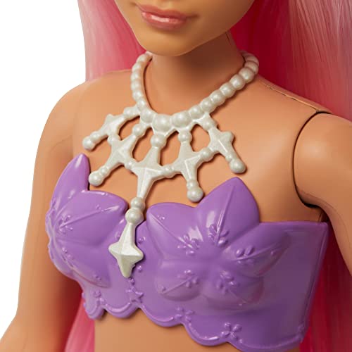 Barbie Dreamtopia Mermaid Doll (Curvy, Pink Hair) with Pink Ombre Mermaid Tail and Tiara, Toy for Kids Ages 3 Years Old and Up from Mattel