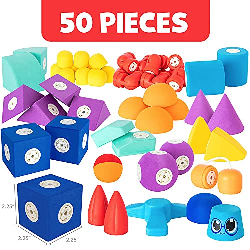 Blockaroo Magnetic Foam Building Blocks â STEM Preschool Toys for Babies, Toddlers, Boys and Girls, The Ultimate Bath Toy â 50 Piece Set by JMW Sales, Inc.