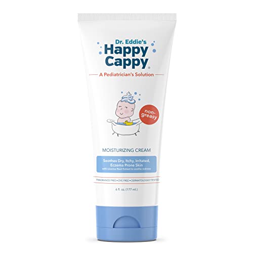Dr. Eddie's Happy Cappy Moisturizing Cream For Children, Soothes Dry, Itchy, Irritated, Eczema Prone Skin, Dermatologist Tested, No Fragrance, No Dye, Non-Greasy, 6 oz Tube by 