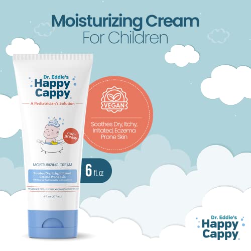 Dr. Eddie's Happy Cappy Moisturizing Cream For Children, Soothes Dry, Itchy, Irritated, Eczema Prone Skin, Dermatologist Tested, No Fragrance, No Dye, Non-Greasy, 6 oz Tube by 